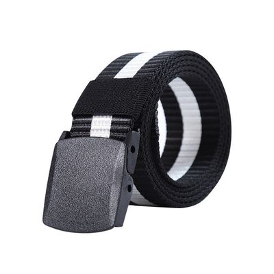 Striped Canvas Men's Belt Lightweight Hard Plastic Buckle Nylon Outdoor Sports Leisure Belt for Men 120cm_img_7