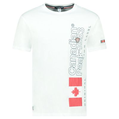 T-Shirt Col Rond avec Impressions et Drapeau Blanc_img_0