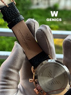 Armani Oval Glass Simple Dial Black Belt Rose Gold Case AA Grade_img_1