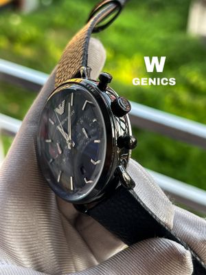 Emporio Armani Oval Glass Simple Dial Black Belt Black Case AA Grade_img_1