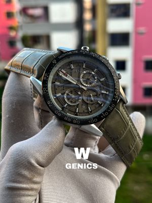 Tag Heur Anniversary 2.0 Edition Olive Belt Silver Case Semi AAA Grade_img_0