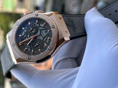 HUBLOT BELT SPIDER GREY DIAL ROSE GOLD CASE GREY BELT VELVET TEXTURE_img_0