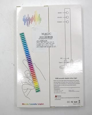 Music Rhythm Light Bar Multi Color RGB LED Lights Musical Ambient Lamp Strip 32 LED Lights with 18 Color Modes for Game Room PC TV Car Voice Sound Control_img_1