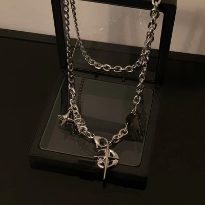 Black gem star European and American hip-hop street unisex necklace_img_4