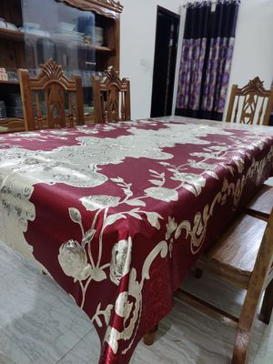 PVC plastic Soft dining Table cloth Mat Table Cover -84 '' by 55'' inches / 7 fit by 4.7 fit ( for 6 chiar table )_img_2