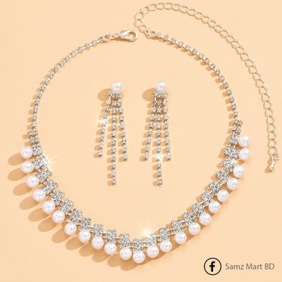 European style Luxury Dimond Cut Pearl Necklace_img_2