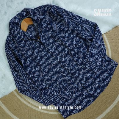 Navy Nexus - Full Sleeve Party Wear Print Shirt_img_3