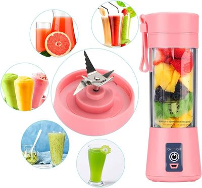 Portable Blender, Personal Mini Bottle Travel Electric Smoothie Blender Maker Fruit Juicer Cup, with 13oz Bottles_img_7