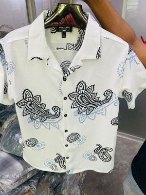 White Blue Printed Cuban (AC Cotton)_img_0