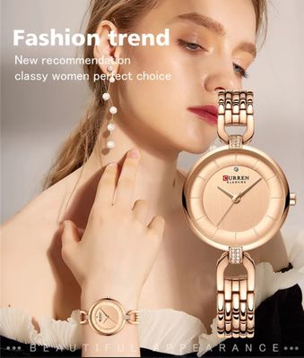 Curren 9052 Ladies Watch - Rose Golden Dial- Rose Golden Bezel- Rose Golden Chain- TF Code CR212CF_img_2