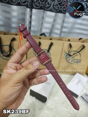 Skmei 1702 3D Glass Square Shaped Ladies Watch - Maroon Dial- Rose Golden Bezel- Maroon Belt- TF Code SK239BF_img_2