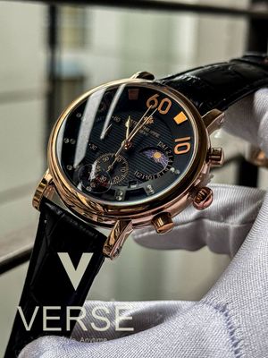 patek tri digit rosegold case black belt black dial_img_0