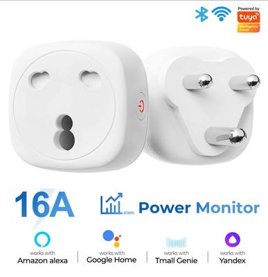 WiFi Smart Socket - 16A air conditioner 3 pin plug with power monitor-voice, timing -for Tuya, Google Home, Alexa_img_1