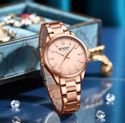 Curren 9090 Ladies Chain Watch - Rose Golden Dial- Rose Golden Bezel- Rose Golden Chain- TF Code CR752CF_img_1