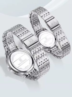 Naviforce 8039 Couple Chain Watch- Black Dial- Silver Bezel- Silver Chain- TF Code NF883CM&NF862/3CF_img_6
