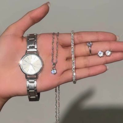 6pcs/set Women's Watch Minimalist Fashion Quartz Watch Analog Stainless Steel Wrist Watch_img_3