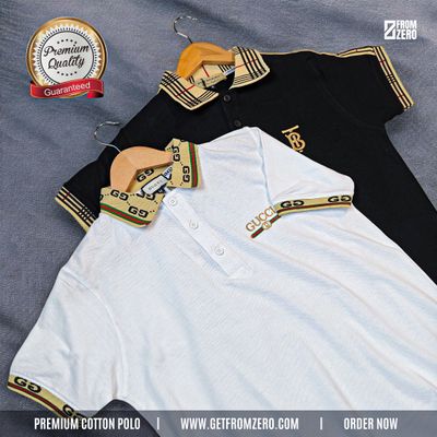 2PC Premium Polo Shirt - 100% PK Cotton Fabric - Black & White_img_1