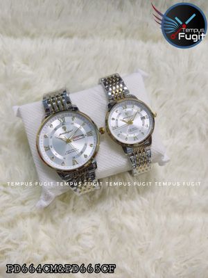 Poedagar 836 Couple Chain Watch- Silver Dial, Golden Bezel- Silver+Golden Chain- TF Code PD664CM&PD665CF_img_5