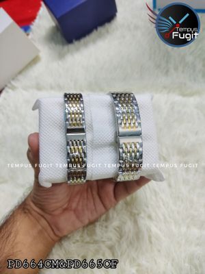Poedagar 836 Couple Chain Watch- Silver Dial, Golden Bezel- Silver+Golden Chain- TF Code PD664CM&PD665CF_img_7