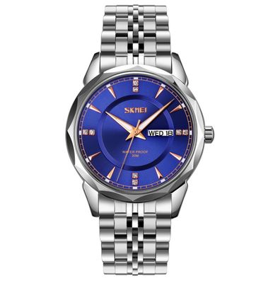 SKMEI 9268 Gents Chain Watch- Blue Dial- Silver Bezel- Silver Chain- TF Code SK564CM_img_0