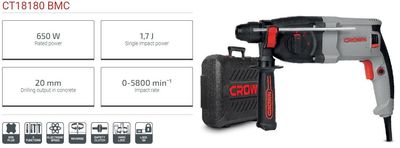 Crown 650w Rotary Hammer SDS-plus 20mm Model: CT18180_img_3