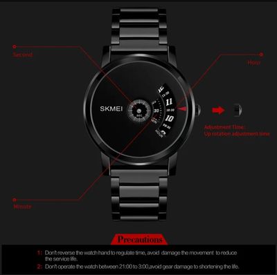 SKMEI 1260 Unique Gents Chain Watch- Black Dial- Black Bezel- Black Chain- TF Code SK495CM_img_3
