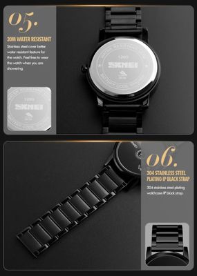 SKMEI 1260 Unique Gents Chain Watch- Black Dial- Black Bezel- Black Chain- TF Code SK495CM_img_7