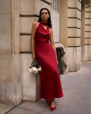 Satin Party Dress with Pearl Decor_img_4