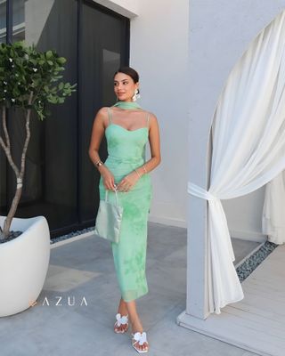 Tulle Midi Dress with Scarf_img_0