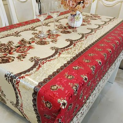 PVC plastic Soft dining Table cloth Mat Table Cover - 84'' by 55'' inches / 7 fit by 4.7 fit ( for 6 chiar table )-5d Red_img_0