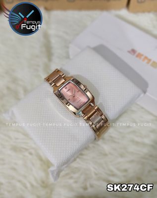 SKMEI 1400 Ladies Chain Watch - Pink Dial- Rose Golden Bezel- Rose Golden Chain- TF Code SK274CF_img_5