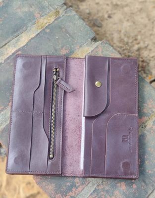 KROYSHALA Premium 100% Genuine Cow Leather Long Wallet – Black | Stylish & Spacious_img_4