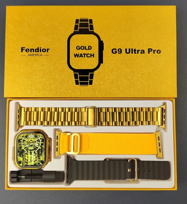 G9 Ultra Pro Gold Smart Watch with 3 Straps Men Ultra Series 9_img_0