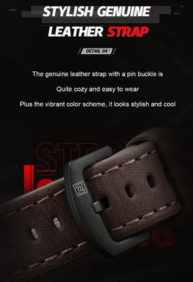 Naviforce 9095 Two Time Gents Belt Watch- Coffee Dial with Yellow Markings- Grey Bezel- Chocolate Belt- TF Code NF858BM_img_8