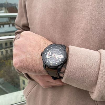 Curren 8301 Gents Belt Watch- Black Dial with Yellow Markings- Black Bezel- Brown Belt- TF Code CR673BM_img_6