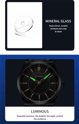 Curren 8407 Gents Chain Watch- Black Dial with Rose Golden Markings- Black Bezel- Black Chain- TF Code CR841CM_img_6