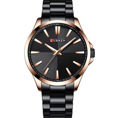 Curren 8322 Gents Chain Watch- Black Dial with Rose Golden Markings- Rose Golden Bezel- Black Chain- TF Code CR864CM_img_0