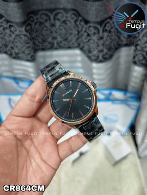 Curren 8322 Gents Chain Watch- Black Dial with Rose Golden Markings- Rose Golden Bezel- Black Chain- TF Code CR864CM_img_7