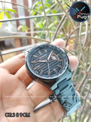Curren 8375 Gents Chain Watch- Black Dial with Rose Golden Markings- Black Bezel- Black Chain- TF Code CR389CM_img_7
