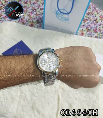 OLEVS 2858 Gents Chronograph Chain Watch- Silver Dial- Golden Bezel- Silver+Golden Chain -TF Code- OL654CM_img_10