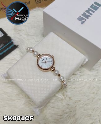 SKMEI 1983 Ladies Pearl Chain Watch - White Dial- Rose Golden Bezel- White Pearl+Rose Golden Chain- TF Code SK881CF_img_7