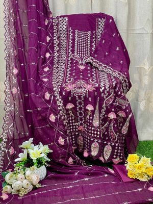 Semi –Embroidery & Sequence Work Party dress_img_3