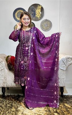 Semi –Embroidery & Sequence Work Party dress_img_7