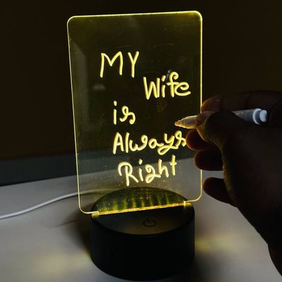 GearUP Acrylic Multicolor Night Lamp with Writable Board and Eraser Pen – Black_img_0