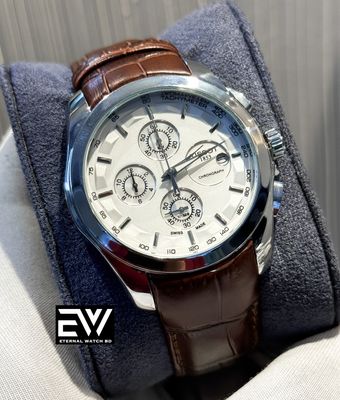 TISSOT CHONO BROWN BELT WHITE DIAL SILVER CASE_img_0