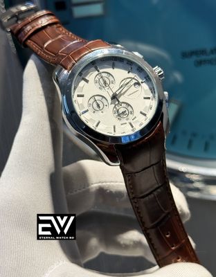 TISSOT CHONO BROWN BELT WHITE DIAL SILVER CASE_img_1