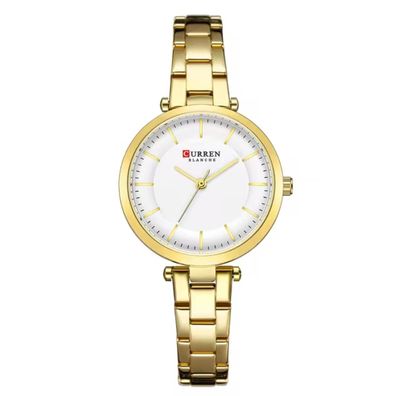 Curren 9054 Ladies Chain Watch- White Dial- Golden Bezel- Golden Chain- TF Code CR552CF_img_0
