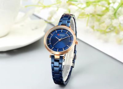 Curren 9054 Ladies Chain Watch- Blue Dial- Rose Golden Bezel- Blue Chain- TF Code CR305CF_img_2