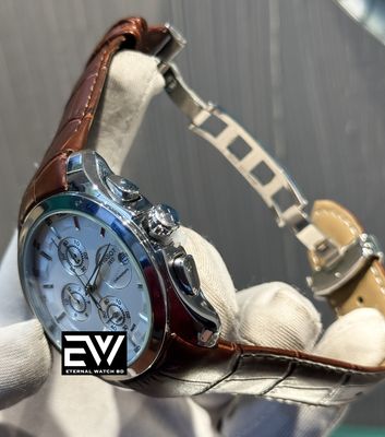 TISSOT CHONO BROWN BELT WHITE DIAL SILVER CASE_img_3