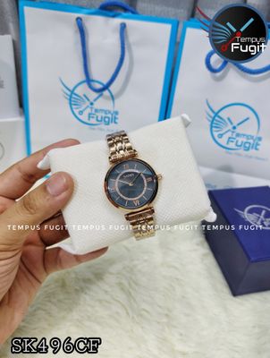 SKMEI 9198 Ladies Chain Watch - Shell Black Dial- Rose Golden Bezel- Rose Golden Chain- TF Code SK496CF_img_2